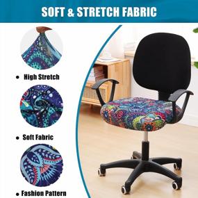 img 3 attached to Smiry Printed Office Computer Chair Seat Covers, Soft Stretch Washable Universal Rotating Desk Chair Seat Cushion Protectors - Paisley