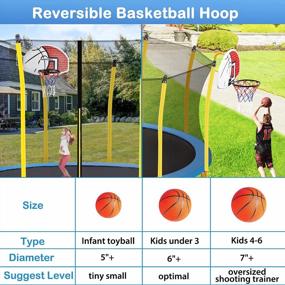 img 2 attached to ASTM Approved 12FT Trampoline For Kids With Safety Enclosure, Basketball Hoop & Ladder - Merax