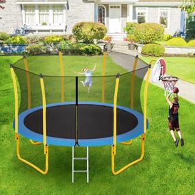 img 3 attached to ASTM Approved 12FT Trampoline For Kids With Safety Enclosure, Basketball Hoop & Ladder - Merax
