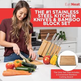 img 3 attached to Complete Your Kitchen With EatNeat'S 8-Piece Stainless Steel Chef Knife Set And Bamboo Block