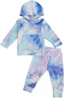 осень/зима velvet toddler baby girl tie dye комплект одежды из 2 предметов: толстовка с длинным рукавом, топы с капюшоном и брюки для стильного комфорта логотип