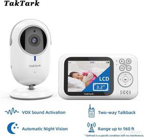 img 3 attached to TakTark BM611 Video Baby Monitor with 3.2 Inch Screen, 4X Digital Zoom, 2 Way Audio, Auto Night Vision, VOX Sound Activated, Power Saving Mode, and 850ft Long Range