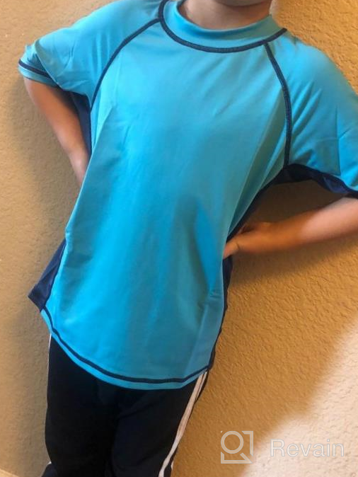 img 1 attached to 👕 Protective and Stylish: ZALAXY Boys' Short Sleeve Rashguard UPF 50+ Swim Shirt for Kids' Sun Protection and Swimwear review by Eric Glup