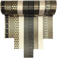 black basic pattern 10 rolls - viviquen gold foil washi tape set, 15mm skinny masking tape decorative pack for diy scrapbooking, crafts, gift wrapping, and holiday decoration logo