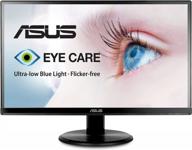 asus va229hr monitor frameless 1080p viewing 21.5", blue light filter, flicker-free, logo