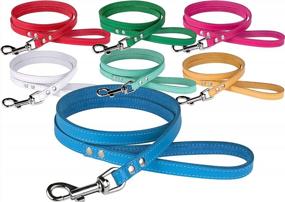 img 2 attached to BronzeDog Heavy Duty Leather Dog Leash In Blue - 4Ft Training Lead For Small To Large Dogs