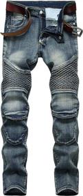 img 4 attached to Upgrade Your Style With Enrica Men'S Ripped Slim Biker Jeans: Perfect Fit For Your Urban Look