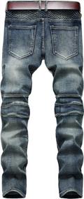 img 3 attached to Upgrade Your Style With Enrica Men'S Ripped Slim Biker Jeans: Perfect Fit For Your Urban Look