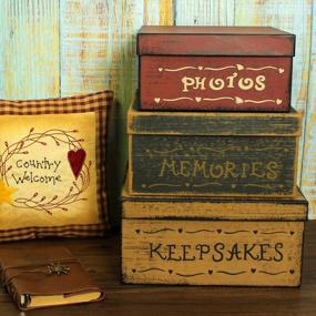 img 1 attached to Rustic Charm: Revive Memories With CVHOMEDECO Primitive Vintage Square Nesting Boxes - Set Of 3