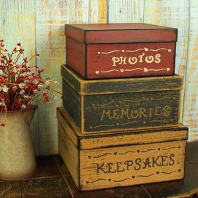 img 2 attached to Rustic Charm: Revive Memories With CVHOMEDECO Primitive Vintage Square Nesting Boxes - Set Of 3