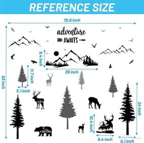 img 2 attached to 🌳 Woodland Wall Decals Forest Deers Bears Pine Trees & Mountains for Living Room Bedroom Kids Room - Nature-inspired Woodland Decor