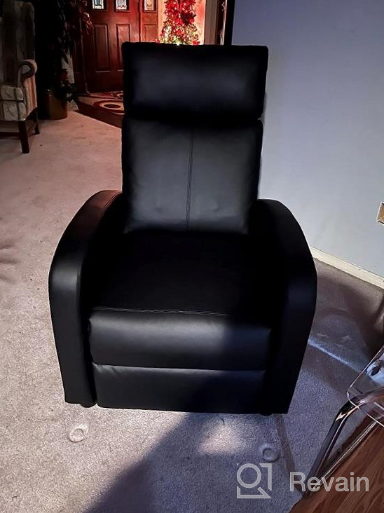 img 1 attached to 🪑 JUMMICO Recliner Chair - Massage Recliner Sofa Chair with Padded Seat, Adjustable Recline - Home Theater Single Modern Living Room Recliners in PU Leather, Thick Seat Cushion and Backrest (Black) review by Patrick Hamman
