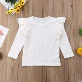 img 2 attached to Cute And Comfortable: KMBANGI Ruffle Long Sleeve T-Shirt For Baby Girls