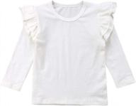 симпатичная и удобная: футболка с длинным рукавом kmbangi с рюшами для маленьких девочек логотип