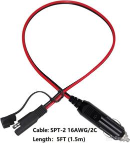 img 3 attached to 5FT SAE to Car Male Cigarette Lighter Extension Cable - Heavy Duty 12V-24V Cord with LED Light and 15A Fuse - Car Battery Charger Lead for Optimal Connection