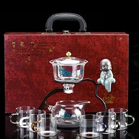 img 3 attached to Effortlessly Brew Perfect Tea With RORA Semi-Automatic Glass Tea Set With Magnetic Water Diversion And Rotating Cover