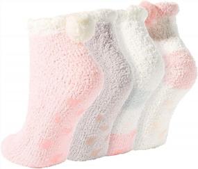 img 3 attached to Пушистые нескользящие носки с захватами - Нескользящие носки-тапочки для женщин и девочек от Zmart