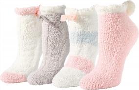 img 4 attached to Fluffy Anti-Slip Socks With Grippers - Non-Slip Slipper Socks For Women And Girls By Zmart