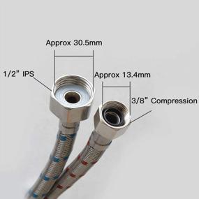 img 4 attached to Homevacious 32-Inch Length Faucet Connector, Braided Stainless Steel - 3/8" Female Compression Thread X 1/2" I.P. Female Straight Thread, X 2 Pcs (1 Pair)