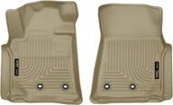 🚙 husky liners weatherbeater series, tan front floor liners (2 pcs), 13093 - compatible with 2013-2021 lexus lx570/toyota land cruiser logo