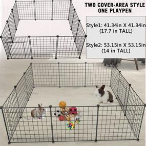 img 3 attached to 🏡 EMYSSA Pet Playpen with Gate: 12 Panel Indoor/Outdoor Foldable Dog Pen for Small-Sized Dog, Puppy, Rabbit, Guinea Pigs, Turtle