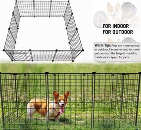 img 1 attached to 🏡 EMYSSA Pet Playpen with Gate: 12 Panel Indoor/Outdoor Foldable Dog Pen for Small-Sized Dog, Puppy, Rabbit, Guinea Pigs, Turtle