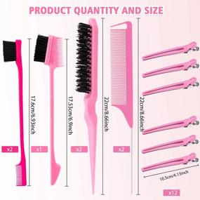 img 3 attached to Pink Teasing Brush Set - 19 Pieces For Stylish Hair Styling At Home Or Salon