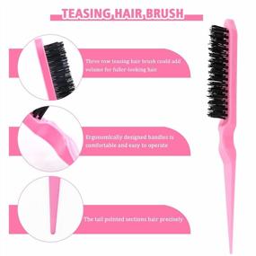 img 2 attached to Pink Teasing Brush Set - 19 Pieces For Stylish Hair Styling At Home Or Salon