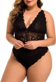 img 1 attached to Sexy Plus-Size Lace Bodysuit: XAKALAKA Women'S One-Piece Teddy Lingerie For Clubwear And More!