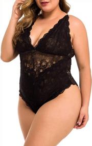 img 2 attached to Sexy Plus-Size Lace Bodysuit: XAKALAKA Women'S One-Piece Teddy Lingerie For Clubwear And More!