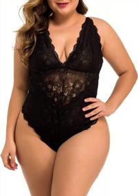 img 4 attached to Sexy Plus-Size Lace Bodysuit: XAKALAKA Women'S One-Piece Teddy Lingerie For Clubwear And More!