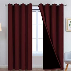 img 4 attached to Yakamok 100% Blackout Curtains For Living Room, Noise Reducing Drapes ,Thermal Insulated Blackout Curtains For Bedroom(52Wx84L, Burgundy Red, 2 Panels)