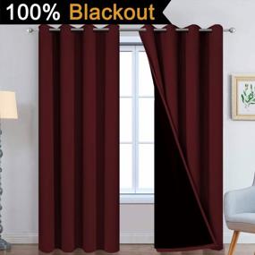 img 3 attached to Yakamok 100% Blackout Curtains For Living Room, Noise Reducing Drapes ,Thermal Insulated Blackout Curtains For Bedroom(52Wx84L, Burgundy Red, 2 Panels)