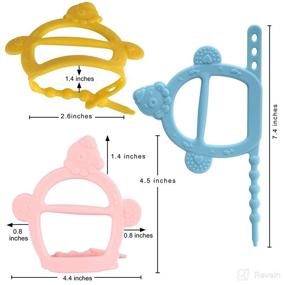 img 3 attached to 🐙 Fu Store 3 Pack Silicone Baby Wrist Teether - Anti-Dropping Teething Toy for Infants 3+ months old - Octopus Shape Chew Toys for Babies (Pink, Blue, Yellow)