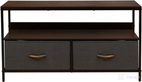 img 3 attached to Sorbus Wood Top TV Stand Cabinet Entertainment Center 25-50 Inch - Media Console Table, Durable Steel Frame, Brown, with Fabric Bins