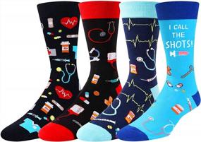 img 3 attached to Men'S Funny Crazy Food Math Space Alien Crew Socks - Perfect Novelty Christmas Gift Box!