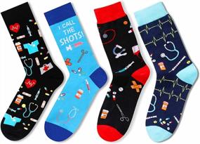 img 2 attached to Men'S Funny Crazy Food Math Space Alien Crew Socks - Perfect Novelty Christmas Gift Box!